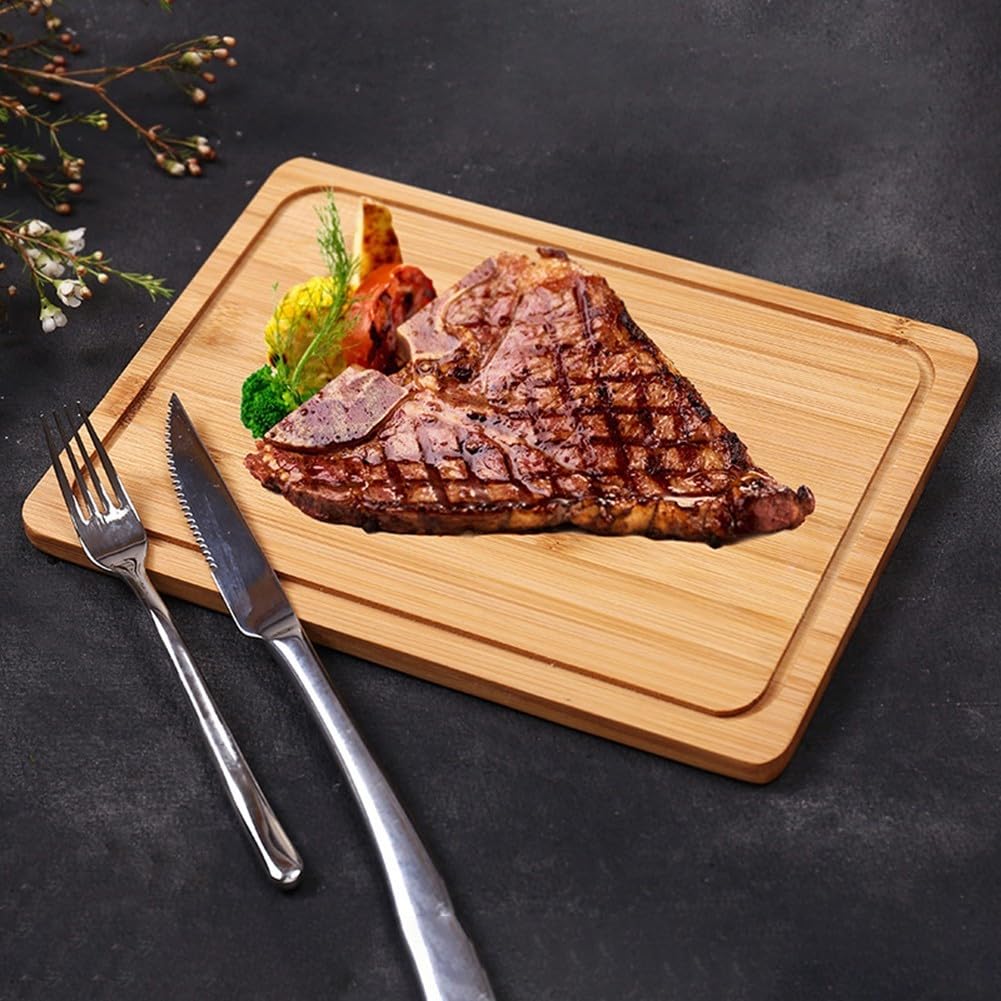 Amazon｜天然木製 ステーキプレート 木のトレー 長方形 ウッドプレート